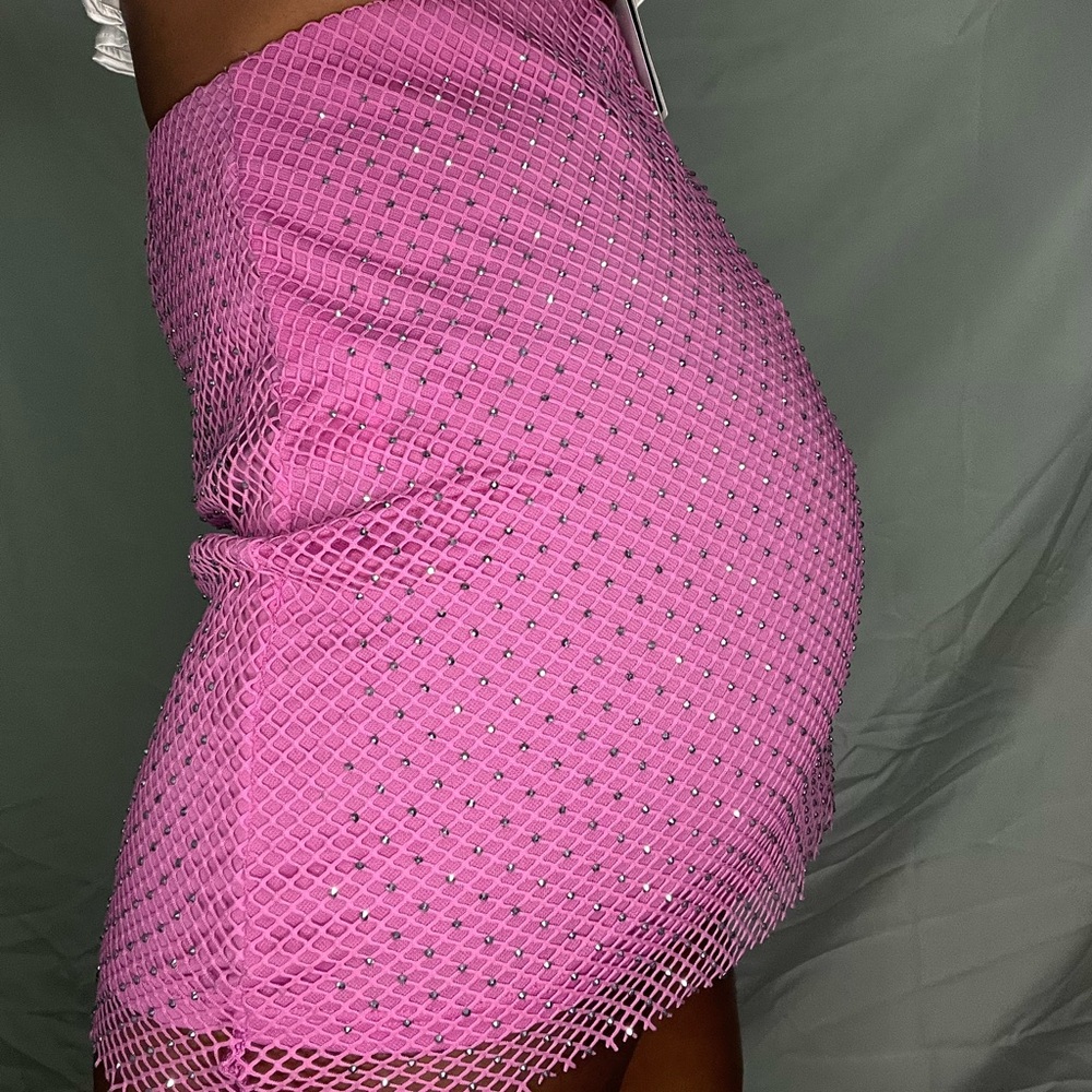 Sincerely Jules Pink Mesh Pencil Skirt - Picture 2 of 5